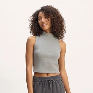 Everlane Ribbed Mock Neck Tank in Heathered Oat
